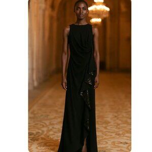 Women's - Carmen Marc Valvo Infusion Sleeveless Long Black Dress, Size 10